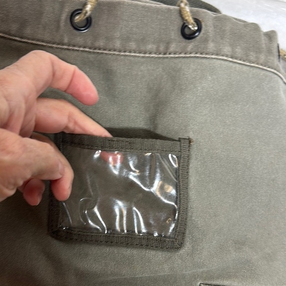 Green Canvas Duffel Bag with Drawstring Closure - Picture 8 of 10